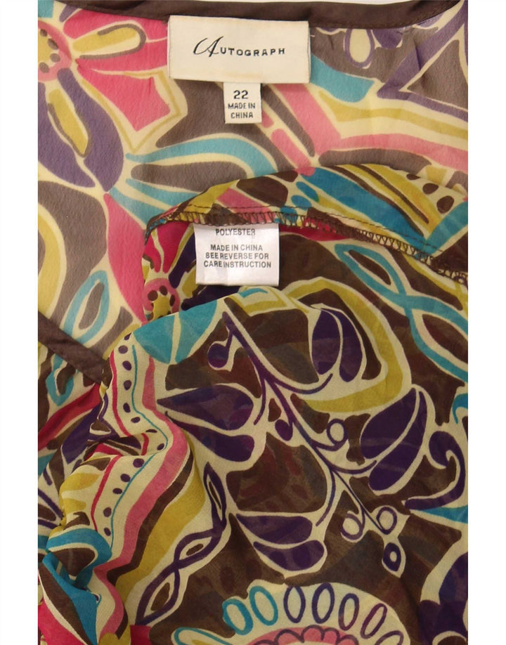 Marks & Spencer Womens See Through Blouse Top UK 22 3XL Multicoloured