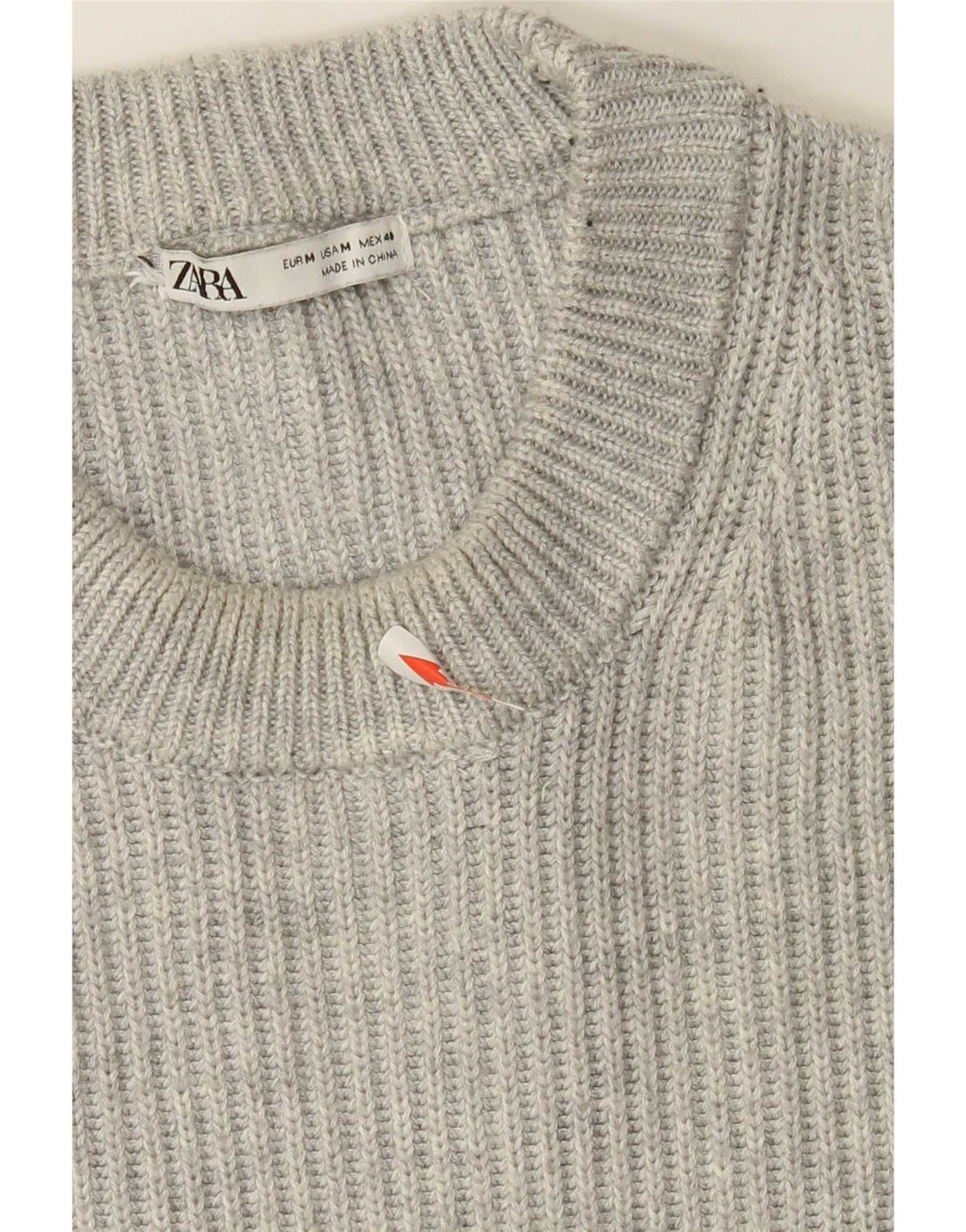 Zara Mens Crew Neck Jumper Sweater Medium Grey Polyester