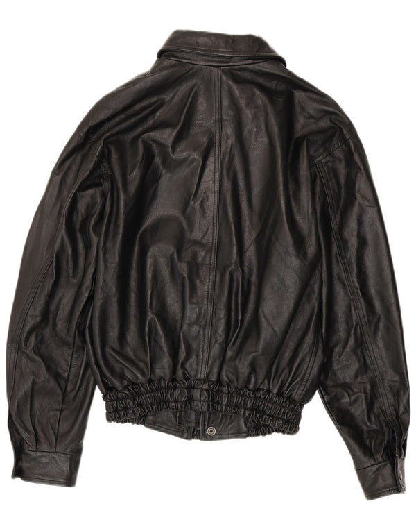 VINTAGE Mens Leather Jacket UK 36 Small Black Leather