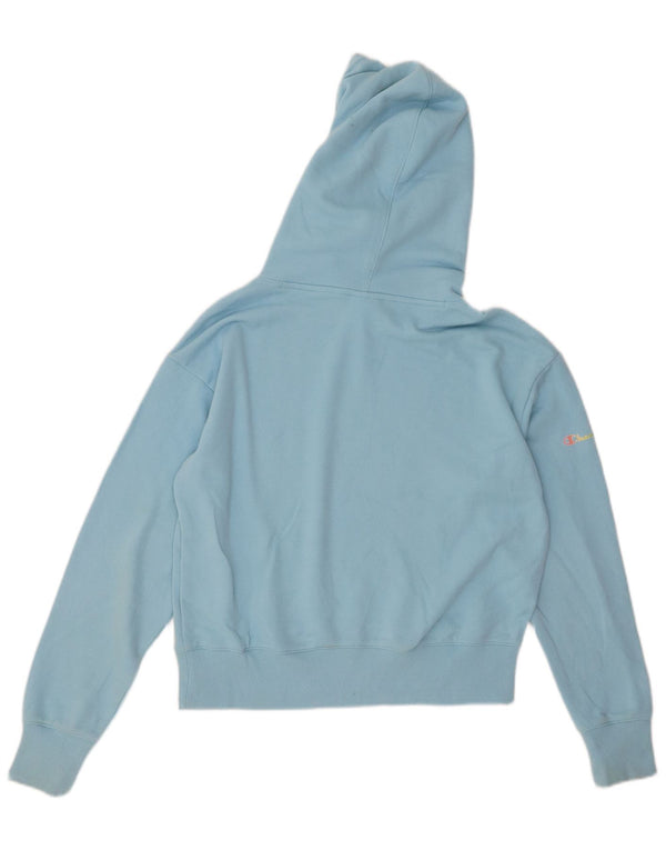 CHAMPION Womens Crop Oversized Graphic Hoodie Jumper UK 10 Small Blue