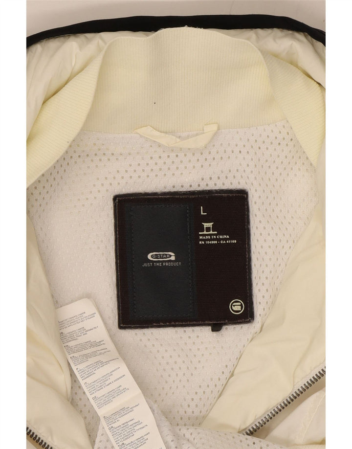 G-STAR Womens Hooded Rain Jacket UK 14 Large White Polyamide