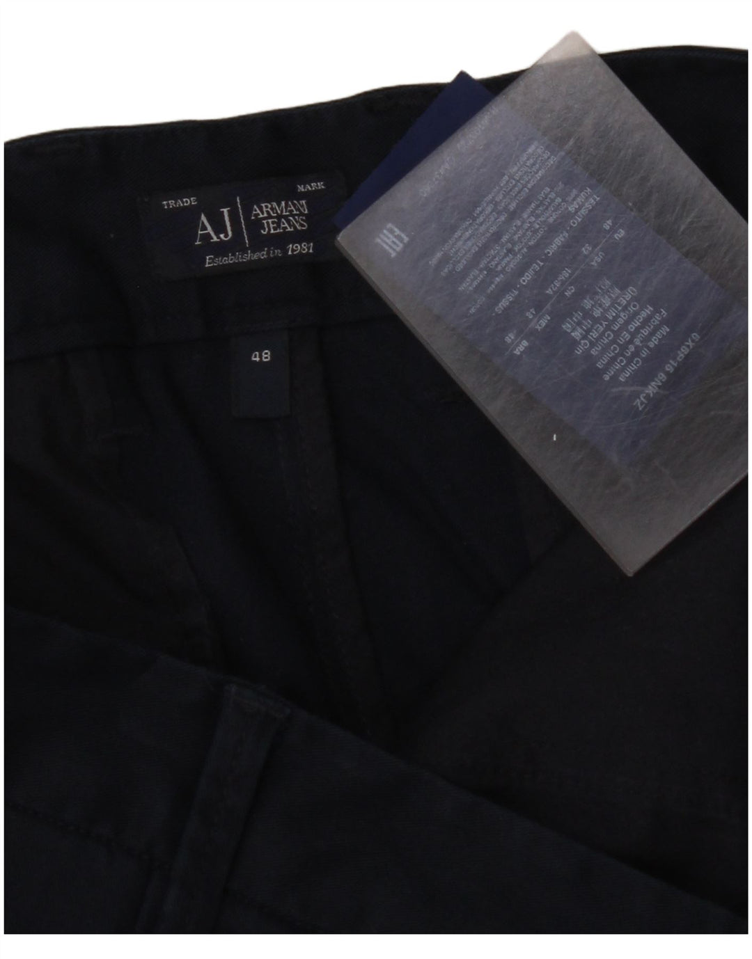 ARMANI Mens Slim Chino Trousers IT 48 Medium W32 L33 Navy Blue Cotton