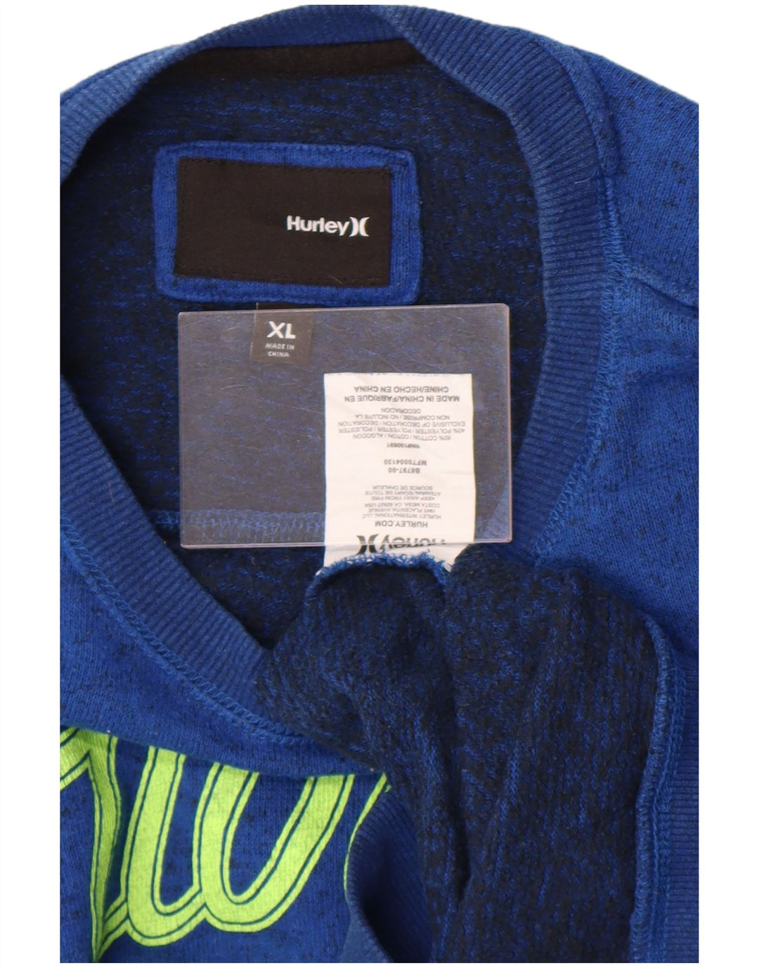 Hurley Mens Graphic Sweatshirt Jumper XL Blue Flecked Cotton