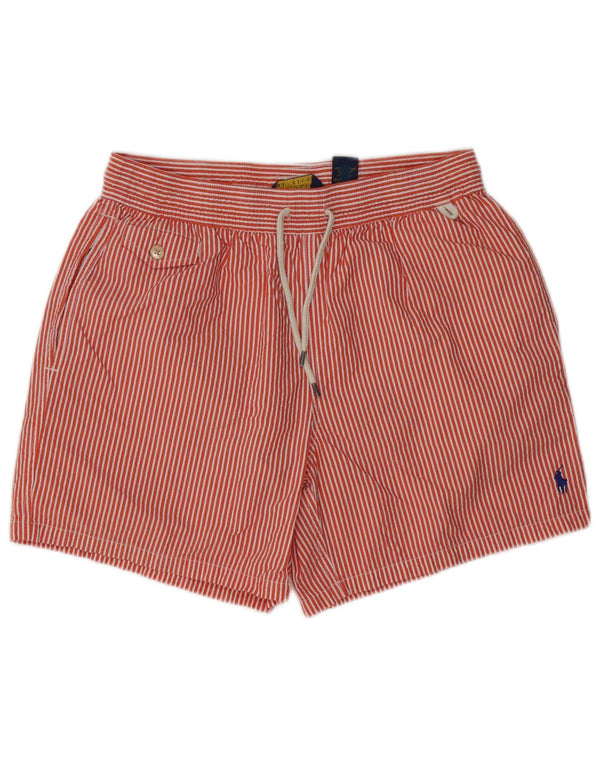 Polo Ralph Lauren Mens Swimming Shorts Medium  Red Pinstripe Polyester