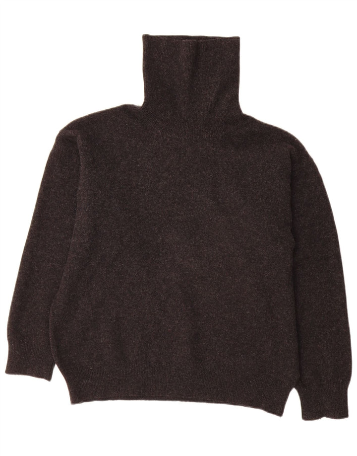 QUILL'S WOOLEN MARKET Mens Roll Neck Jumper Sweater Large Grey Lambswool