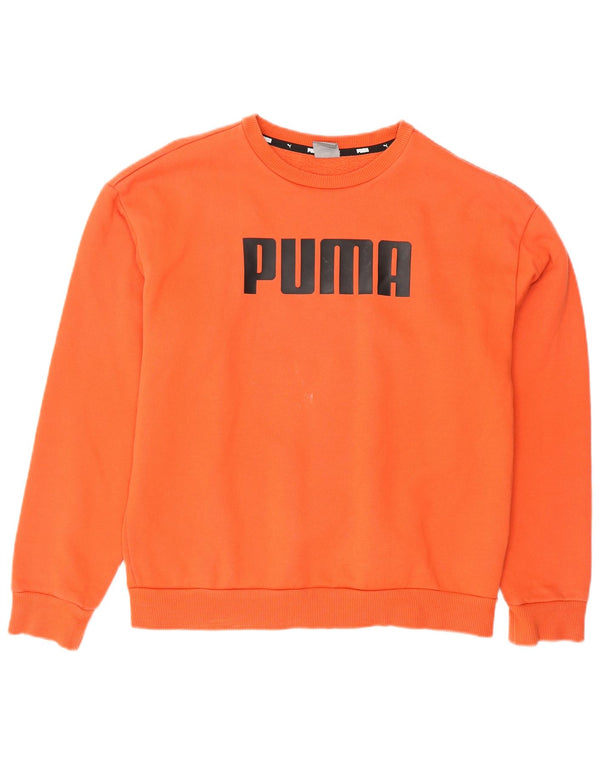 PUMA Womens Oversized Graphic Sweatshirt Jumper UK 10 Small Orange Cotton