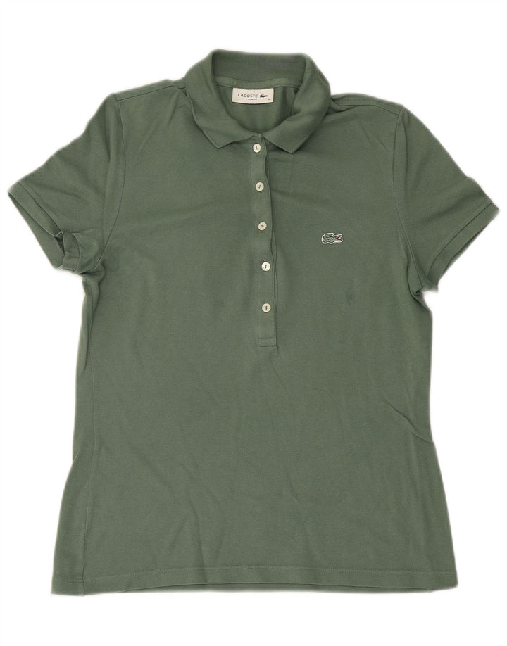 LACOSTE Womens Slim Fit Polo Shirt Size 38 Medium Khaki