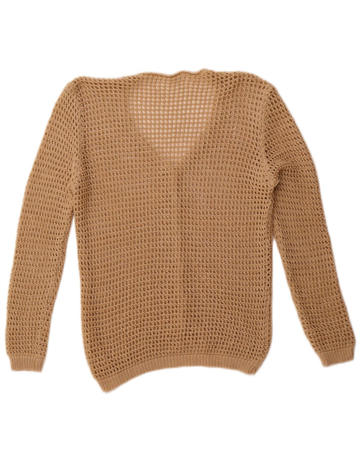 Vintage Womens Crochet Cardigan Sweater UK 14 Medium Beige