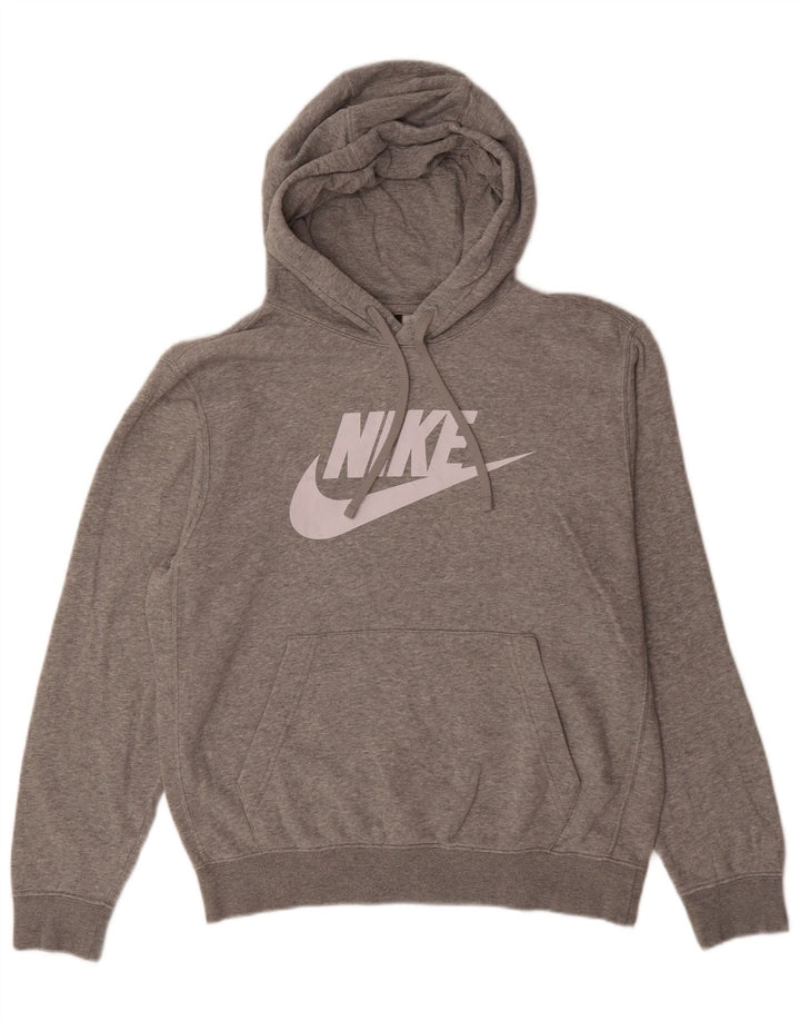 NIKE Mens Graphic Hoodie Jumper Medium Grey Cotton