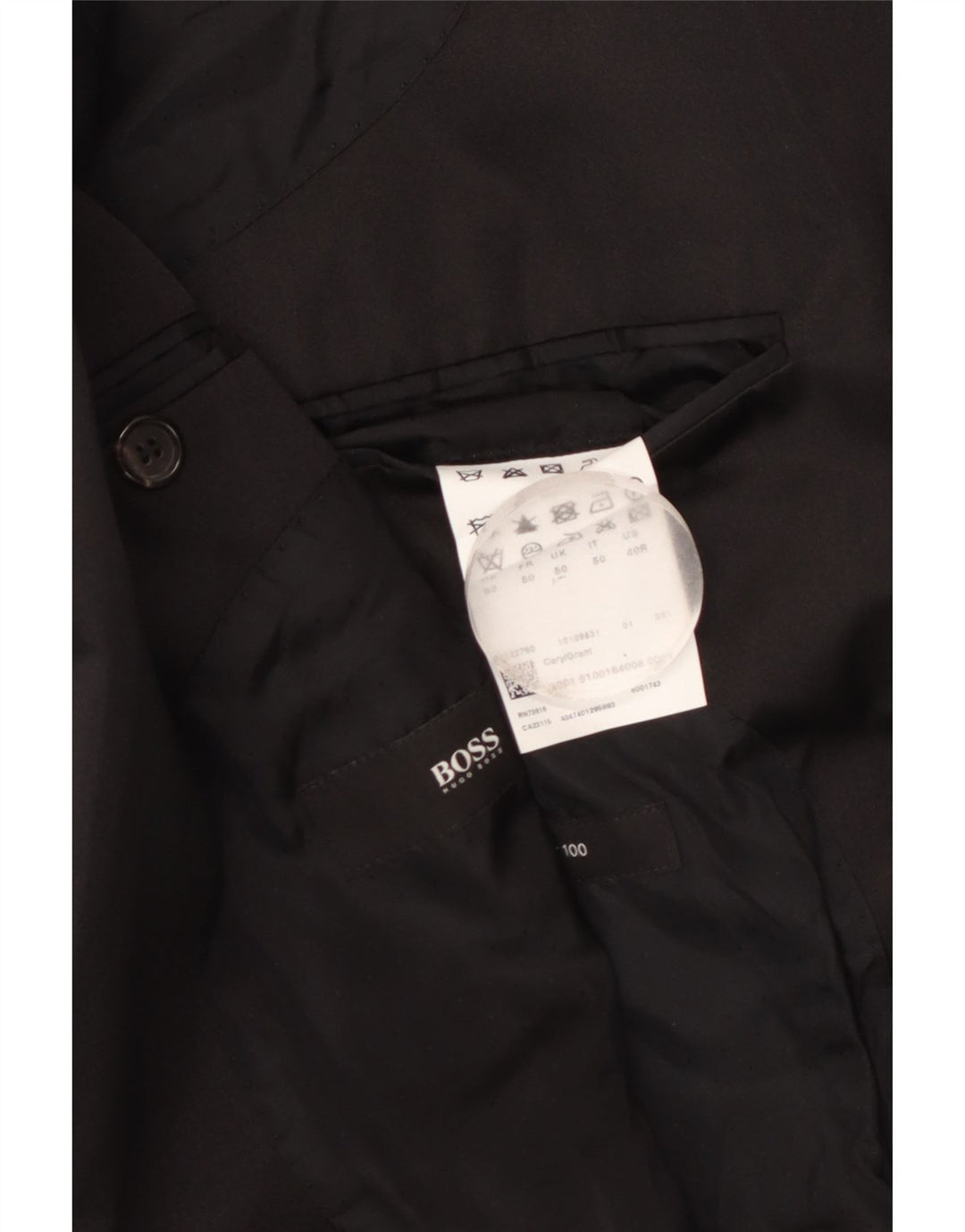 Hugo Boss Mens 1 Button Blazer Jacket UK 50 Large Black Virgin Wool