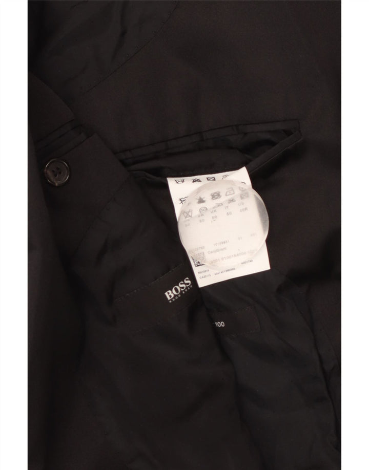 Hugo Boss Mens 1 Button Blazer Jacket UK 50 Large Black Virgin Wool