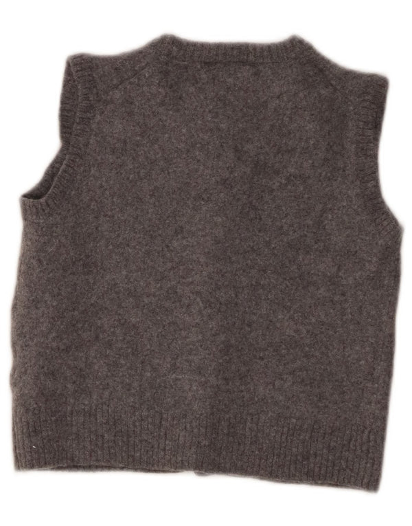 Zara Womens Crop Sleeveless Cardigan Sweater UK 8 Small Grey Wool