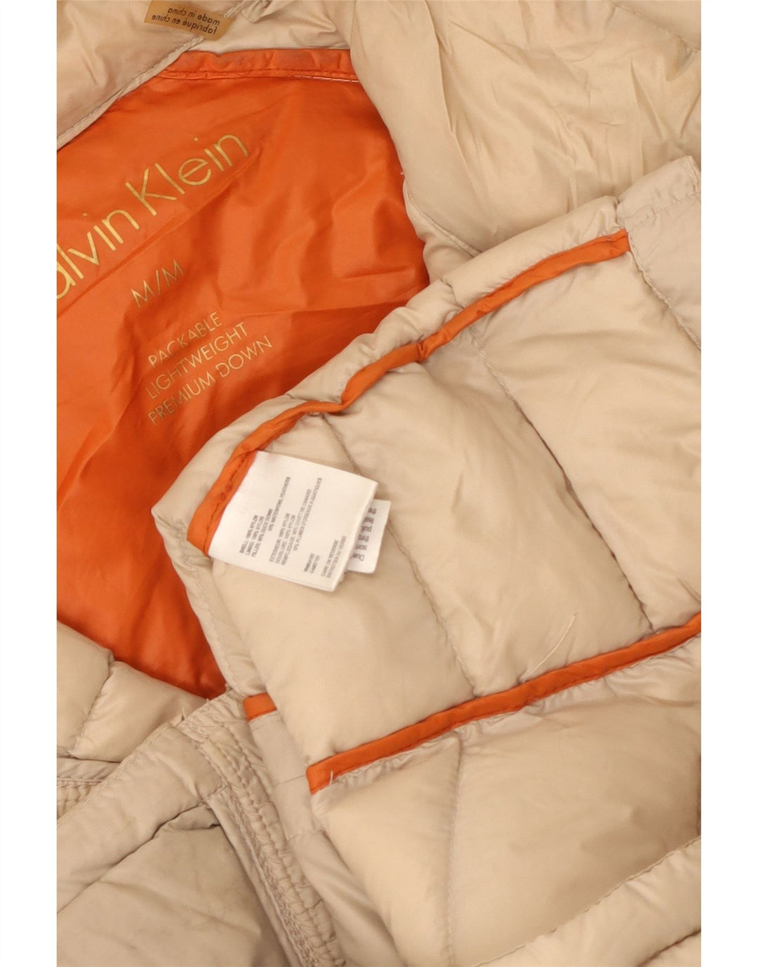 Calvin Klein Womens Padded Jacket UK 14 Medium Beige Nylon