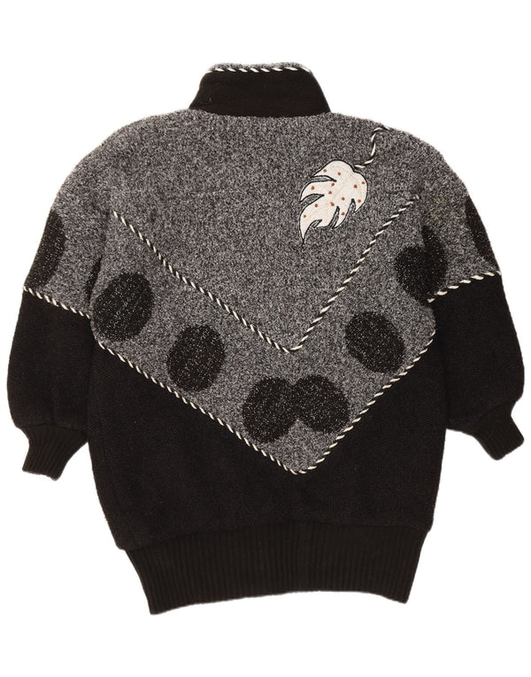 VINTAGE Womens Cardigan Sweater UK 22 3XL Black Colourblock