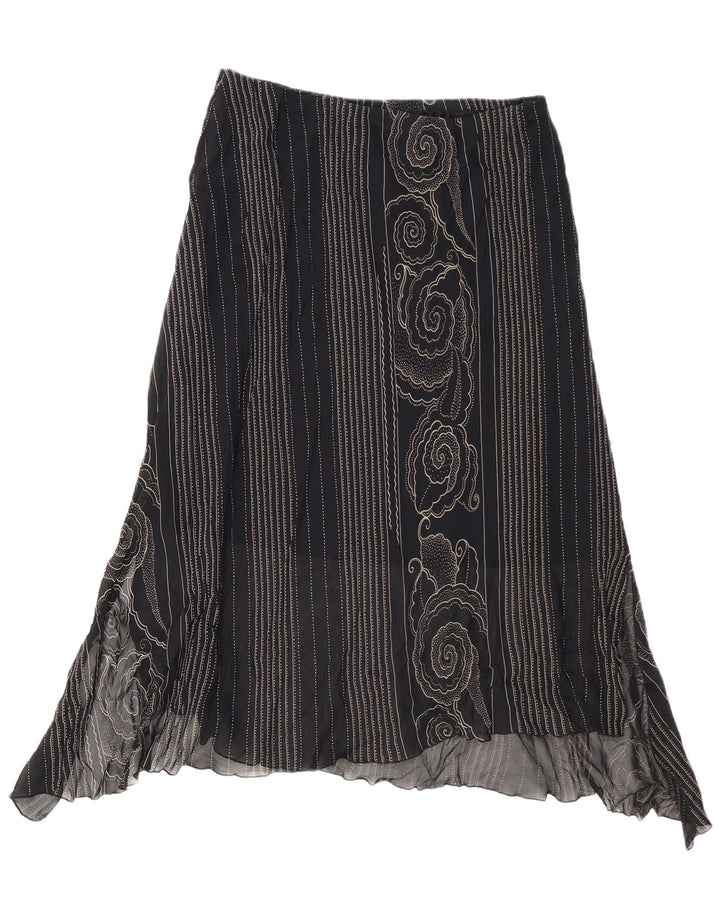 VINTAGE Womens Asymmetrical Skirt W34 Large Black Paisley