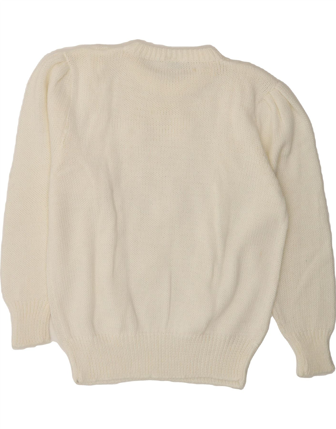 VINTAGE Womens Crew Neck Jumper Sweater EU 40/42 Medium White Polyester Vintage Vintage and Second-Hand Vintage from Messina Hembry 