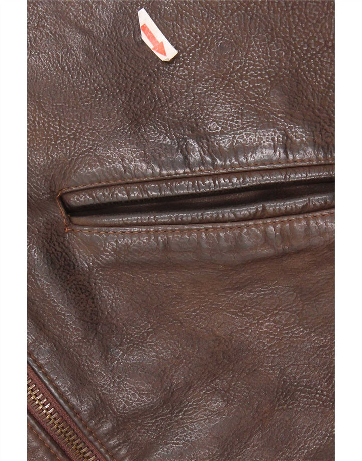 Vintage Mens Leather Jacket UK 36 Small Brown