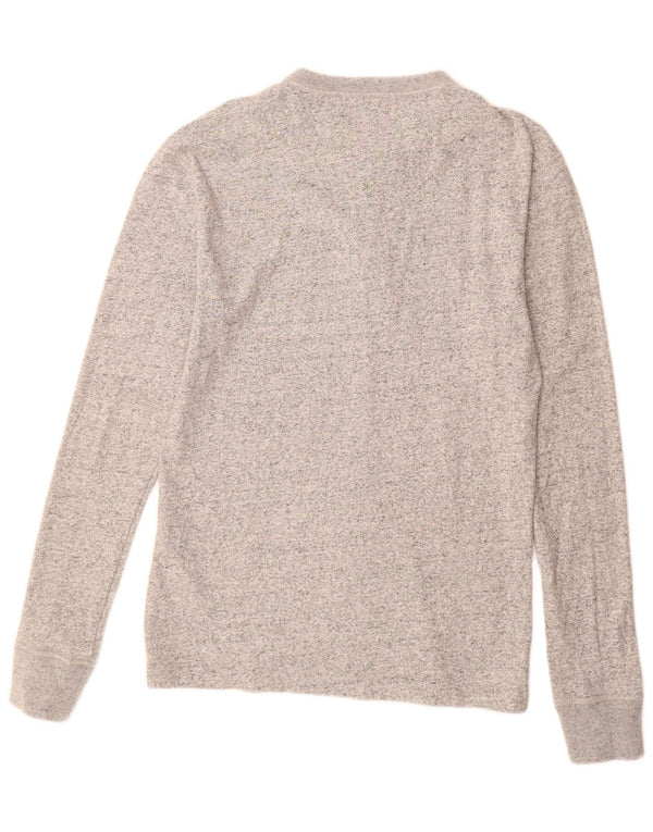 SUPERDRY Mens Top Long Sleeve Medium Grey Flecked Cotton