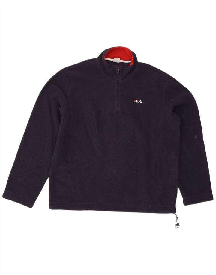 Fila Mens Zip Neck Fleece Jumper XL Navy Blue Polyester