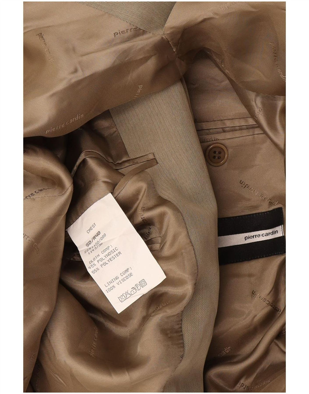 Pierre Cardin Mens 3 Button Blazer Jacket EU 50 Large Beige Polyester