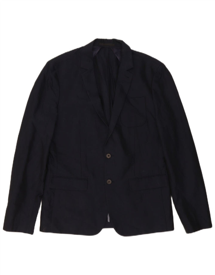 All Saints Mens 2 Button Blazer Jacket UK 38 Medium Navy Blue Cotton