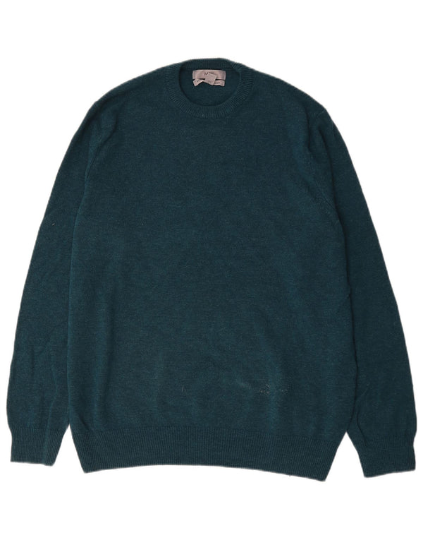 Marks & Spencer Mens Crew Neck Jumper Sweater XL Green Lambswool