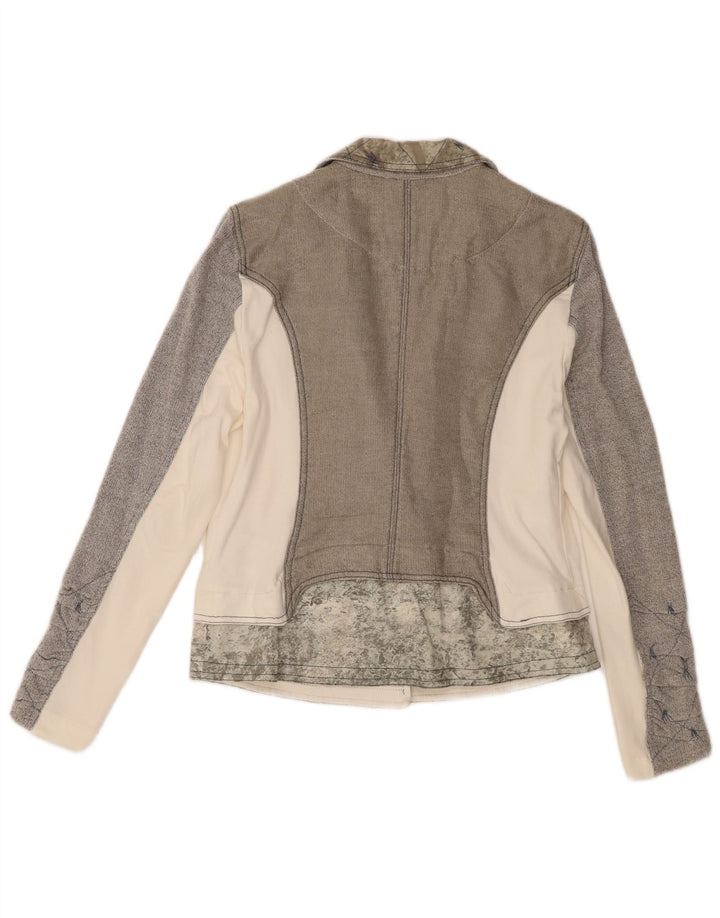 Elisa Cavaletti Womens 3 Button Blazer Jacket UK 12 Medium Grey Colourblock
