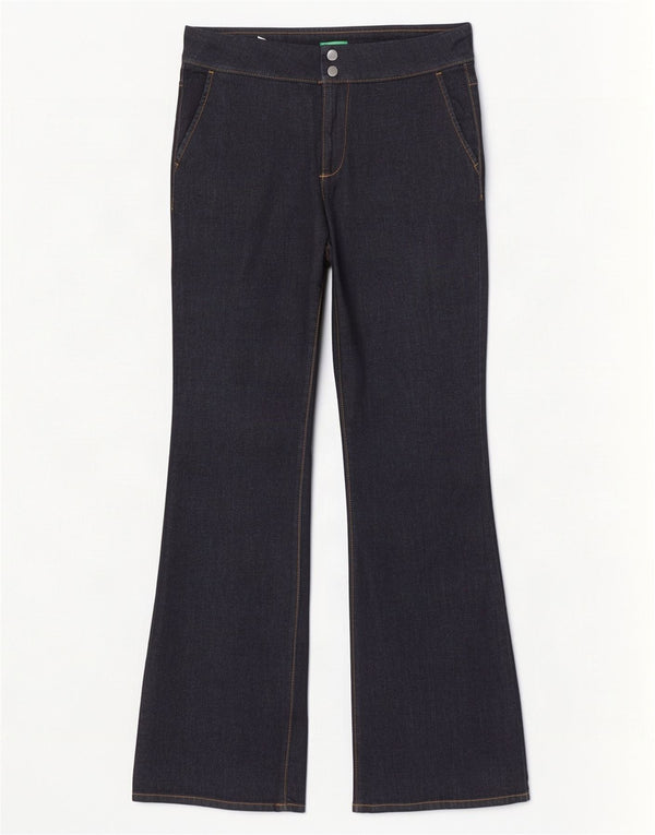 Benetton Womens Bootcut Jeans UK 12 Medium W32 L34 Navy Blue Cotton