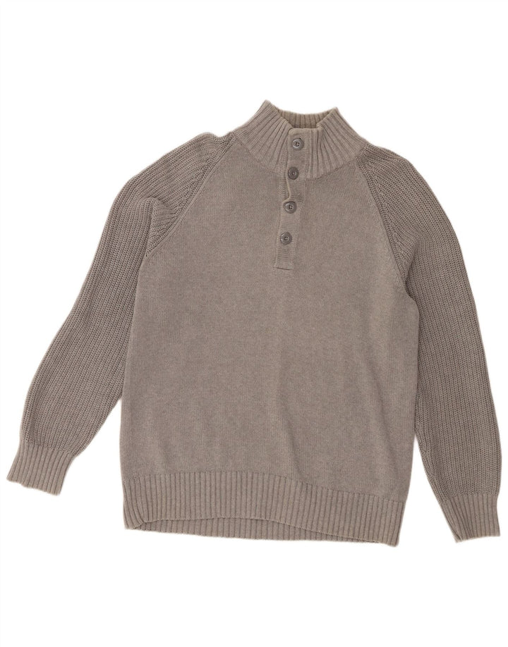 Marks & Spencer Mens Blue Harbour Button Neck Jumper Sweater Large Grey