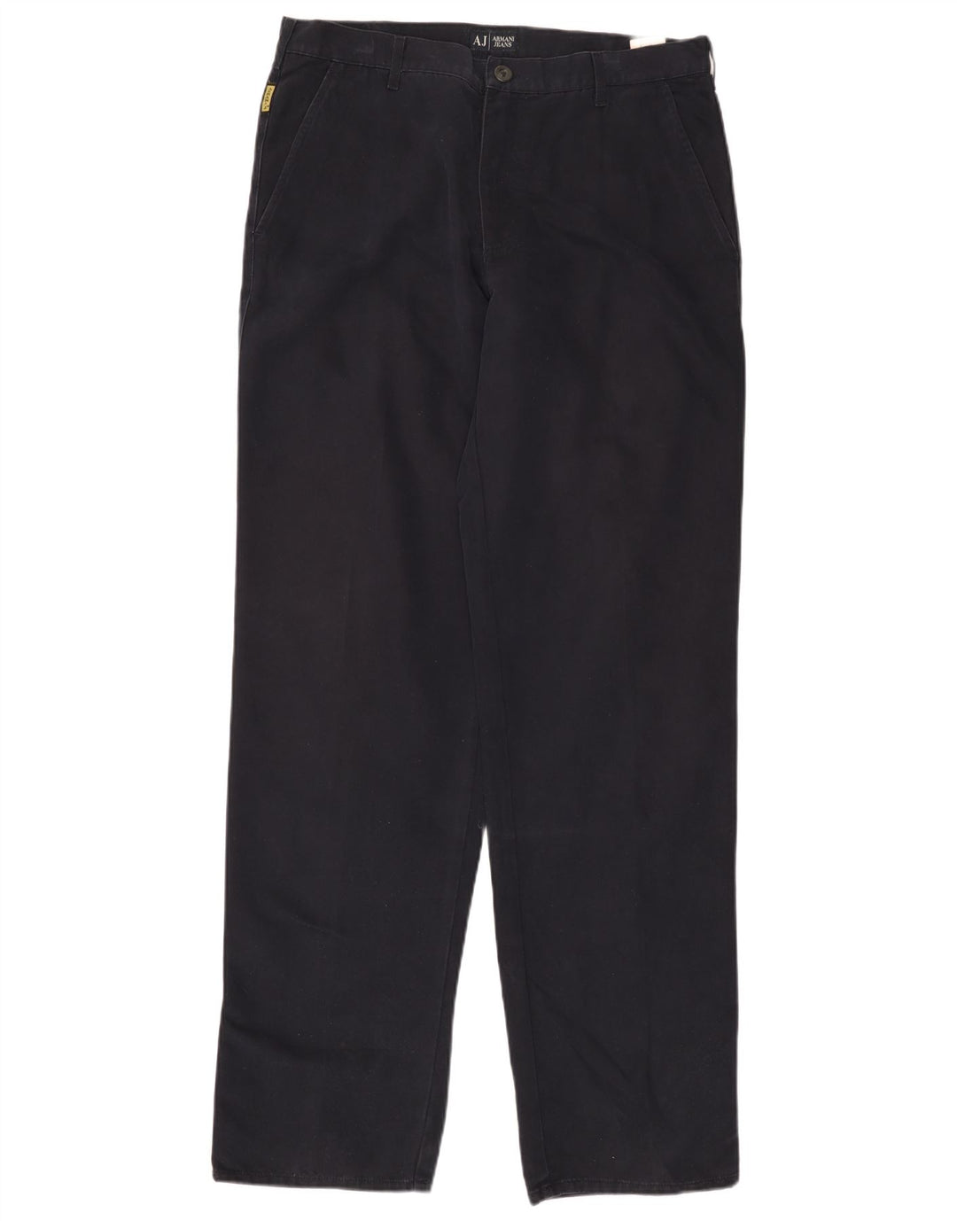 ARMANI Mens Straight Chino Trousers EU 52 XL W36 L36 Navy Blue Cotton