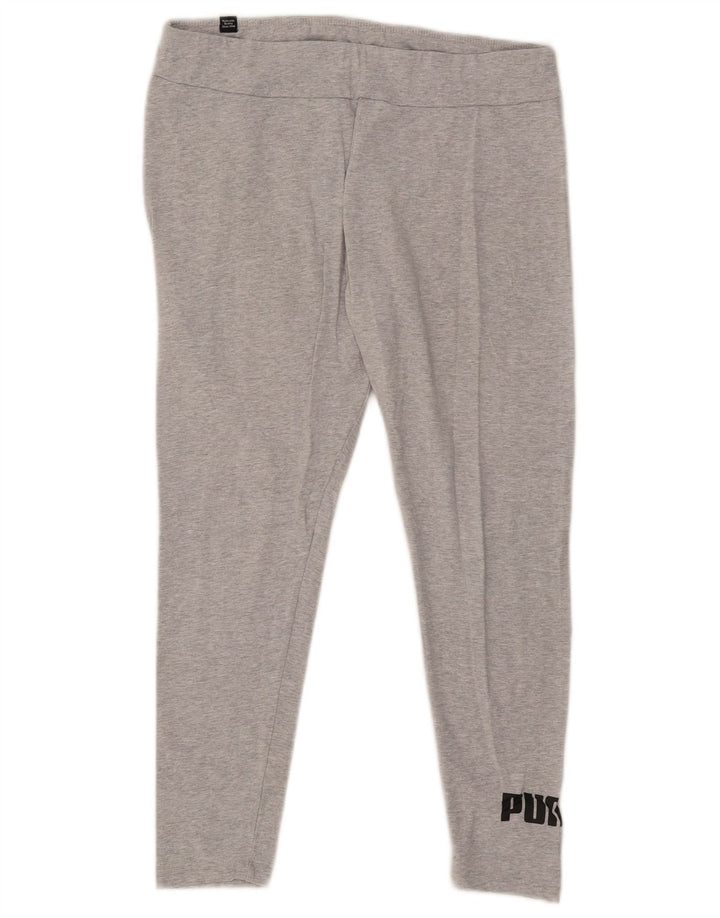 Puma Womens Graphic Leggings UK 14 Large Grey Flecked