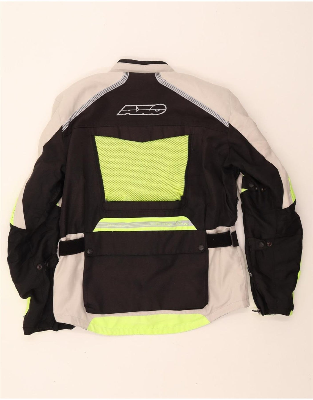 AXO Mens Graphic Racer Jacket UK 38 Medium Off White Colourblock Polyester