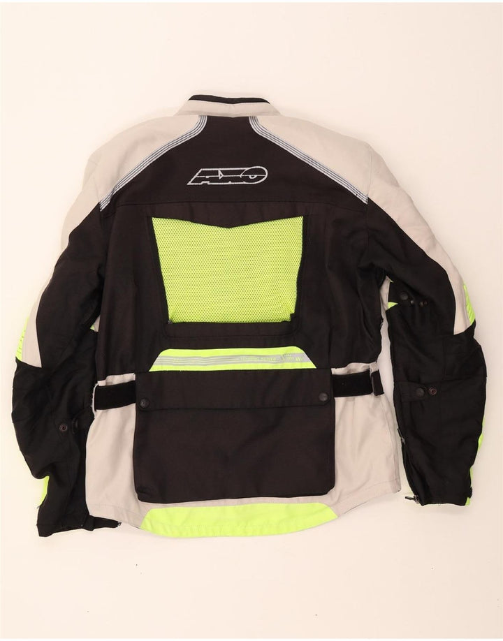 AXO Mens Graphic Racer Jacket UK 38 Medium Off White Colourblock Polyester
