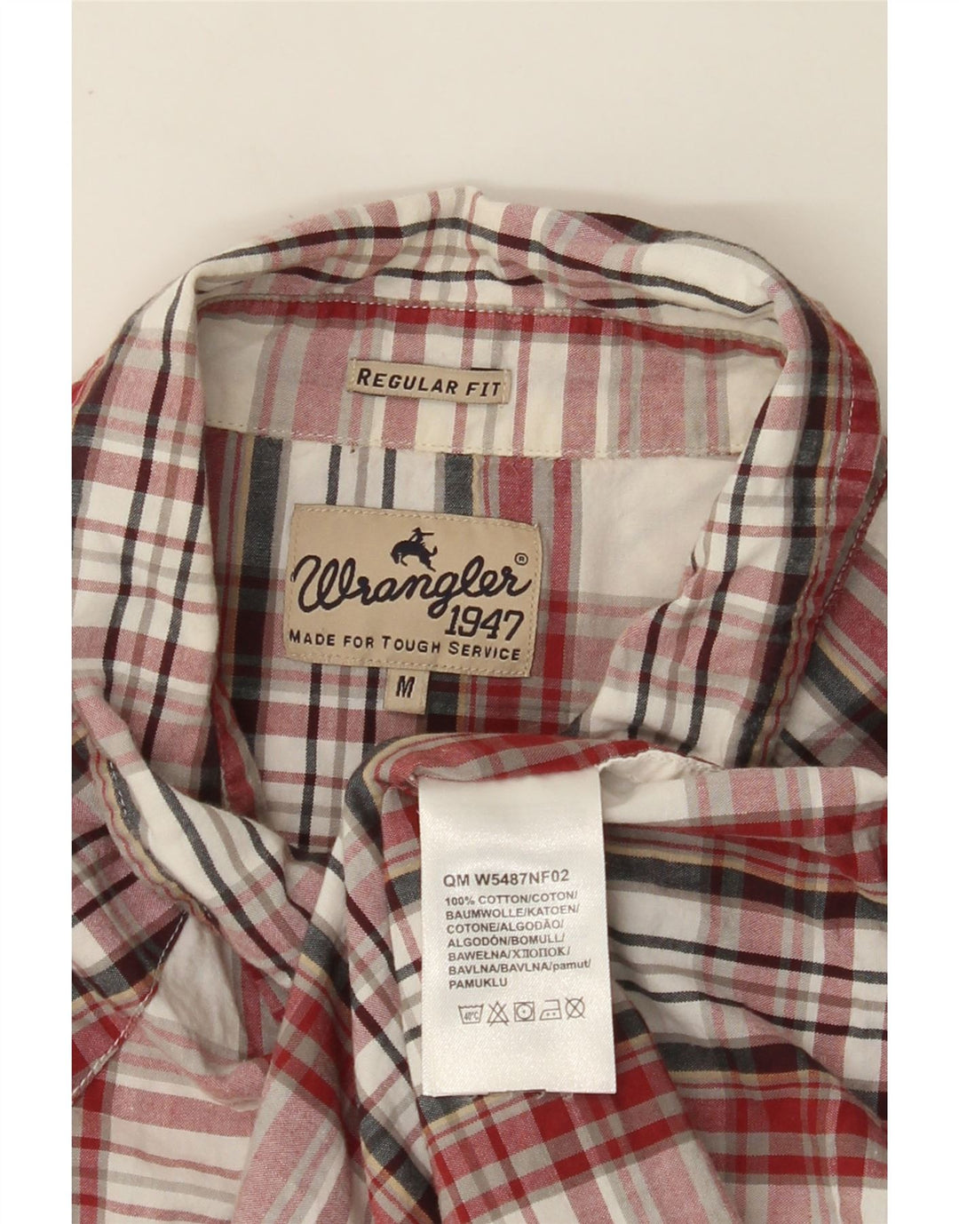 WRANGLER Mens Regular Fit Shirt Medium Red Check Cotton