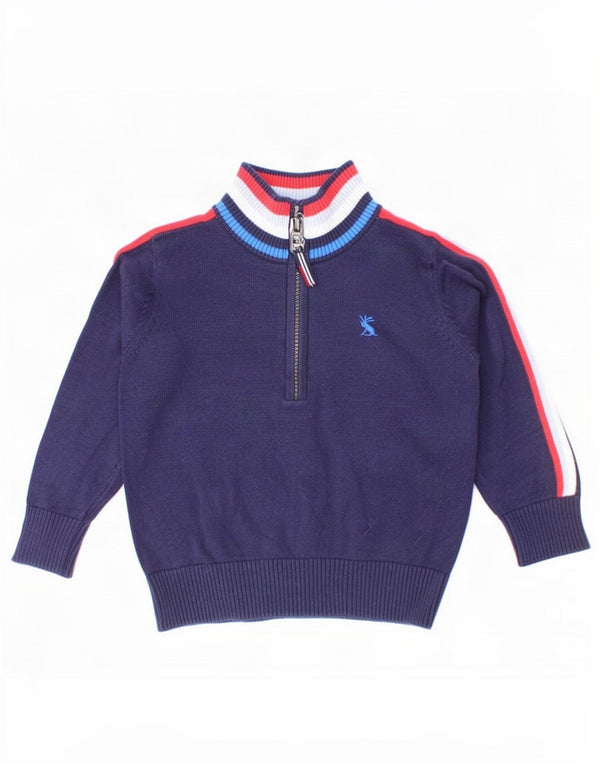 Joules Baby Boys Zip Neck Jumper Sweater 18-24 Months Navy Blue Colourblock