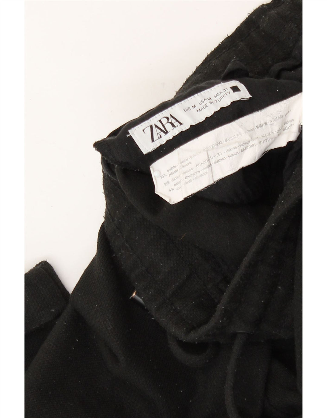 Zara Mens Cropped Trousers Medium W31 L26 Black Polyester