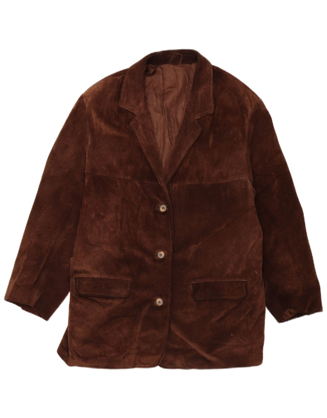 Vintage Womens Oversized Windbreaker Jacket UK 14 Medium Brown Leather