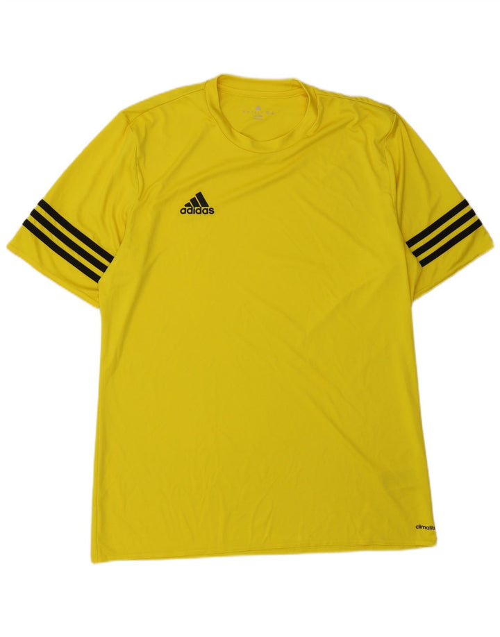 ADIDAS Mens Climalite T-Shirt Top Large Yellow Polyester