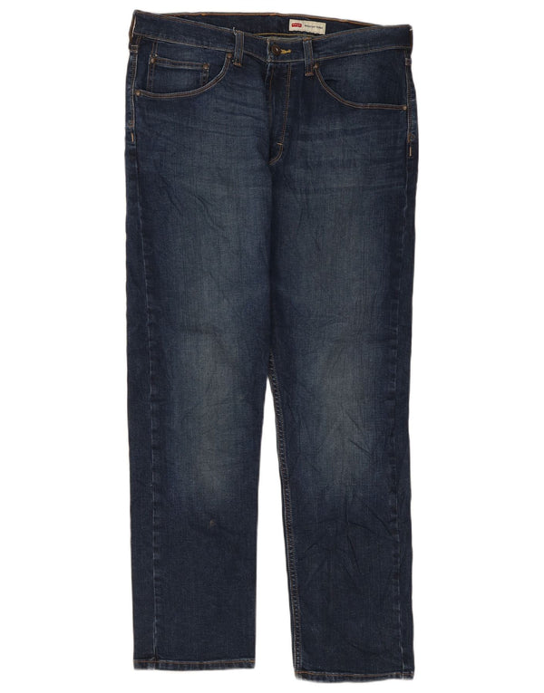 Wrangler Mens Regular Tapered Jeans W34 L30 Navy Blue Cotton
