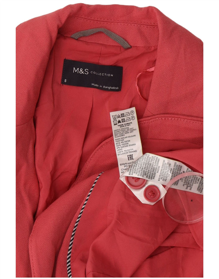 Marks & Spencer Womens 1 Button Blazer Jacket UK 8 Small Pink Polyester