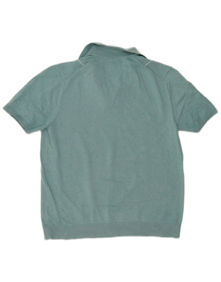 Marks & Spencer Mens Short Sleeve Polo Shirt Medium Turquoise Striped