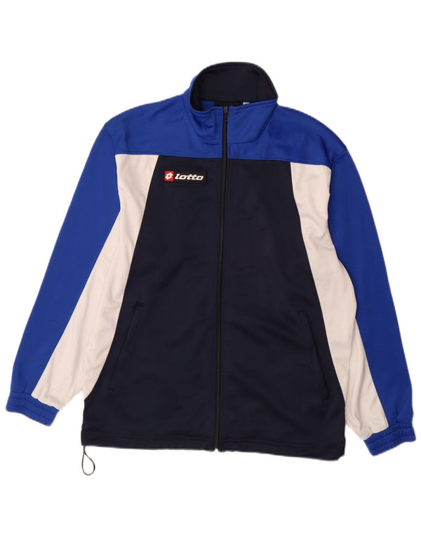 Lotto Mens Tracksuit Top Jacket Large Navy Blue Colourblock Polyester