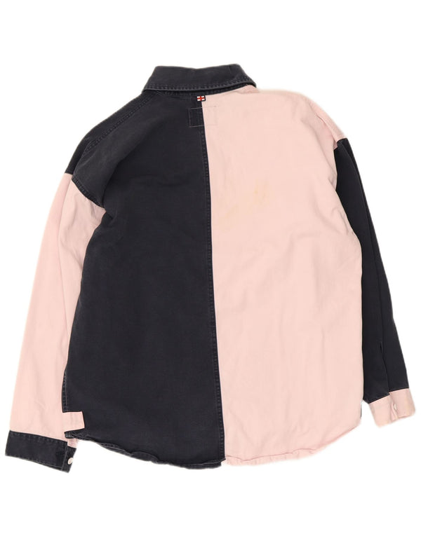 Hackett Mens Graphic Pullover Shirt Medium Black Colourblock Cotton