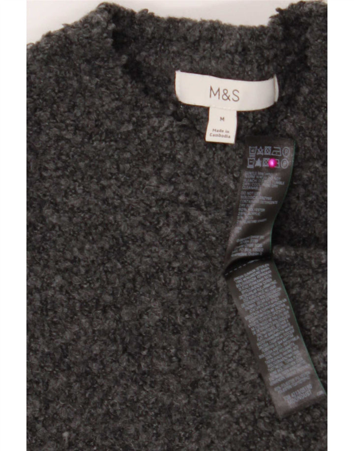 Marks & Spencer Womens Crew Neck Jumper Sweater UK 14 Medium Grey Polyester