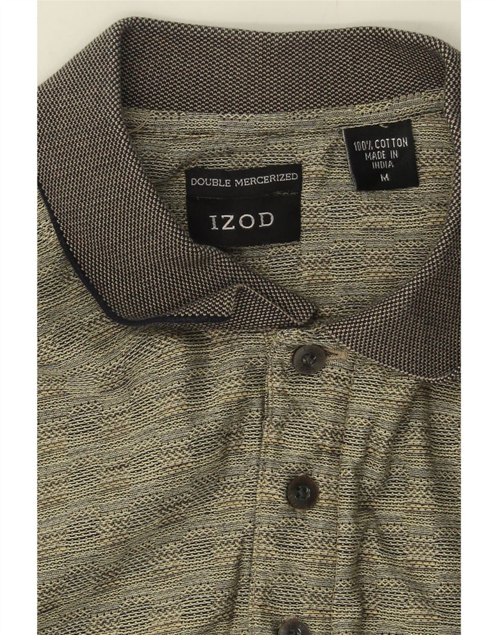 IZOD Mens Polo Shirt Medium Green Striped Cotton Vintage Izod and Second-Hand Izod from Messina Hembry 