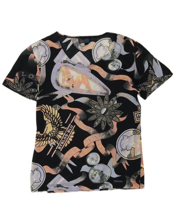 Byblos Womens Graphic T-Shirt Top UK 12 Medium Multicoloured Cotton