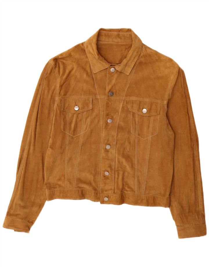 Vintage Mens Suede Jacket IT 52 XL Beige Leather