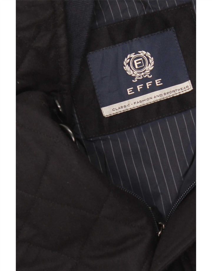 Vintage Mens Quilted Jacket IT 60 4XL Navy Blue Wool