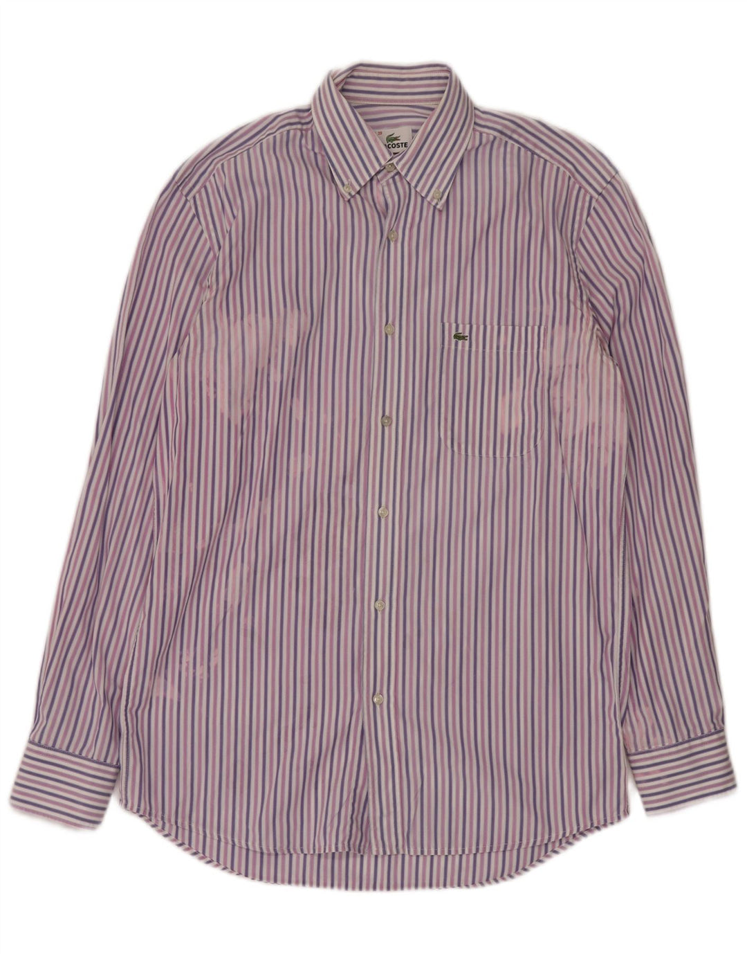 LACOSTE Mens Shirt Size 39 Medium Purple Striped Cotton