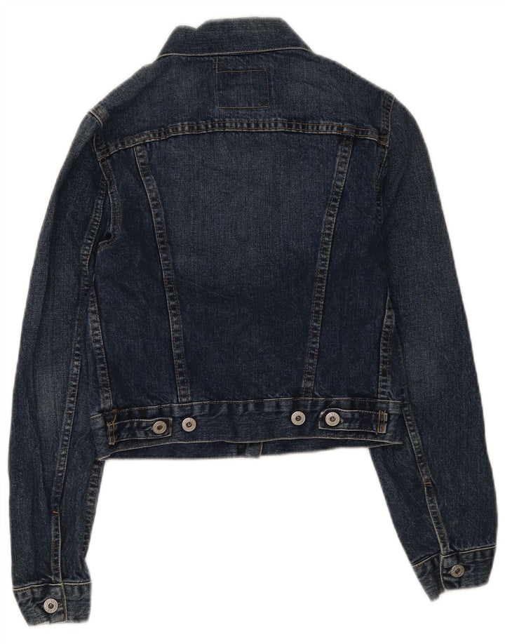 Replay Womens Crop Denim Jacket UK 8 Small Blue Cotton